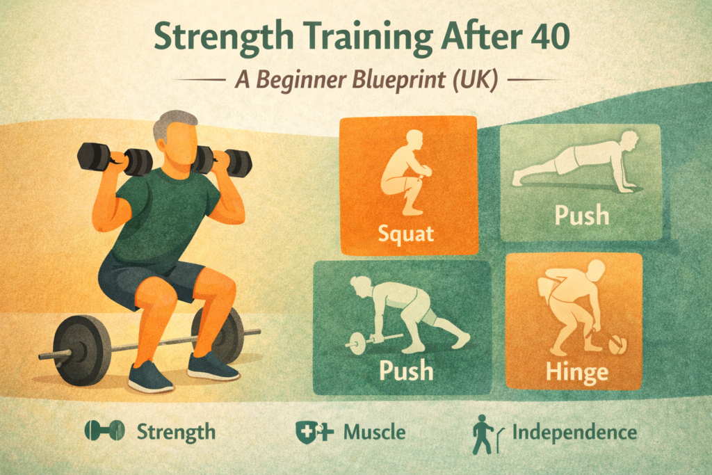 Strength training after 40 doesn’t need to be complex. Learn a simple 2–3 day plan to protect muscle, posture and independence as you age.